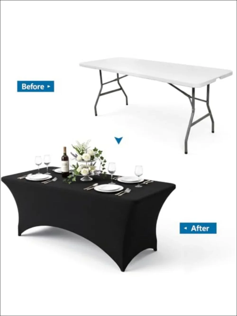 6-Pack Spandex Polyester Tablecloth Fitted Stretch Table Cover for 6ft Tables